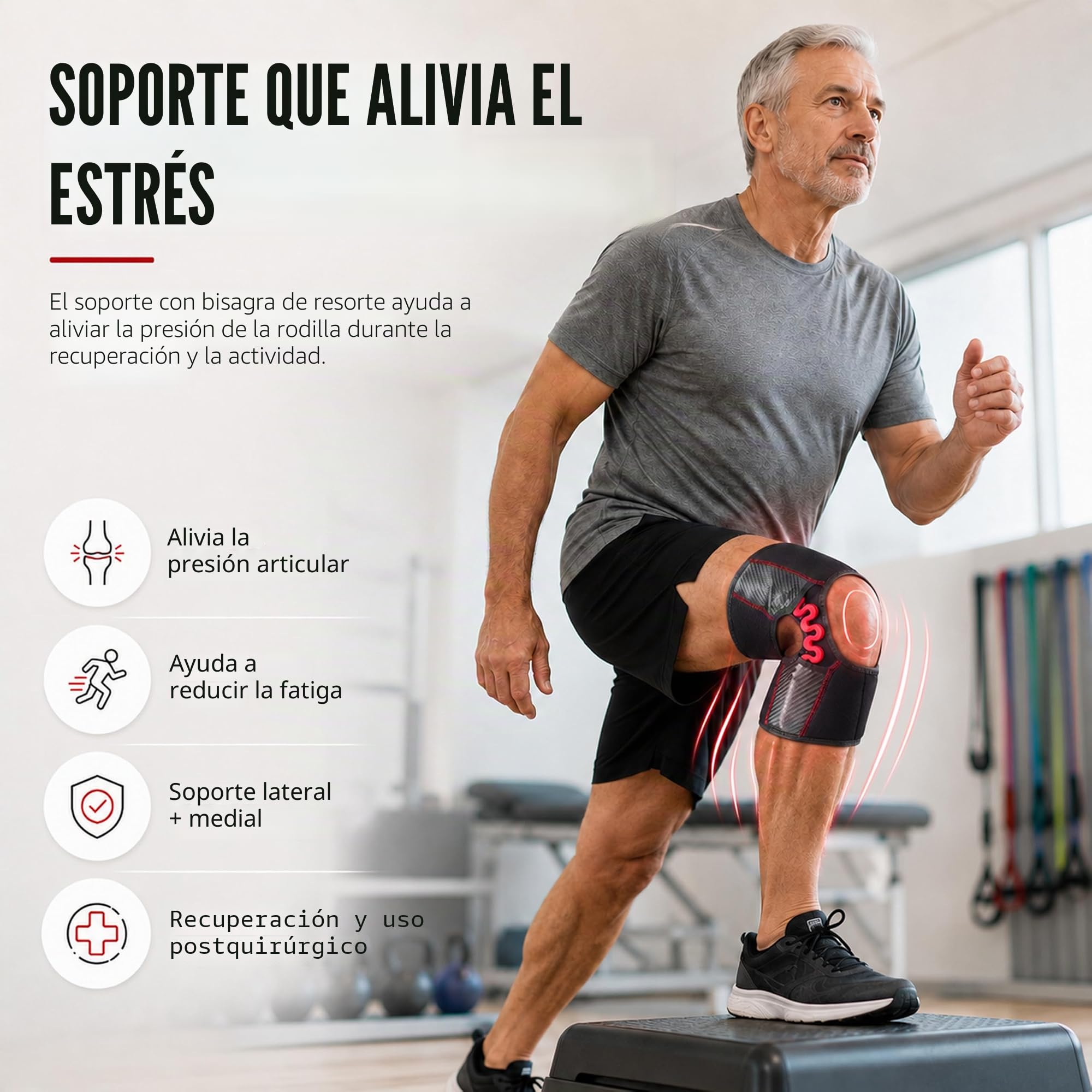 McDavid NRG Rodillera con bisagras de Resorte. para Pierna Izquierda y Derecha, L