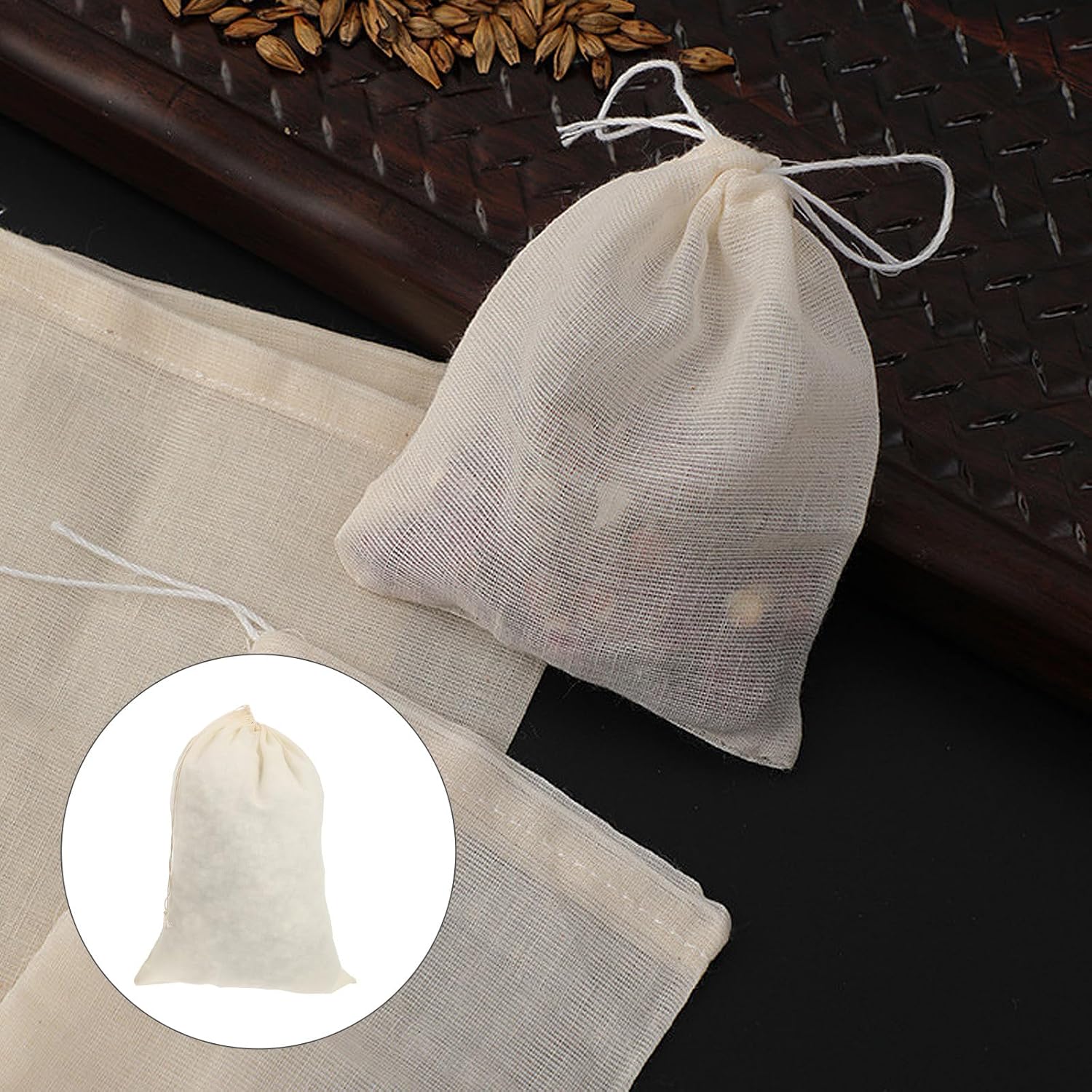 6pcs Drawstring Filter Bags Gauze, Reusable Soup and Medicine Pouches