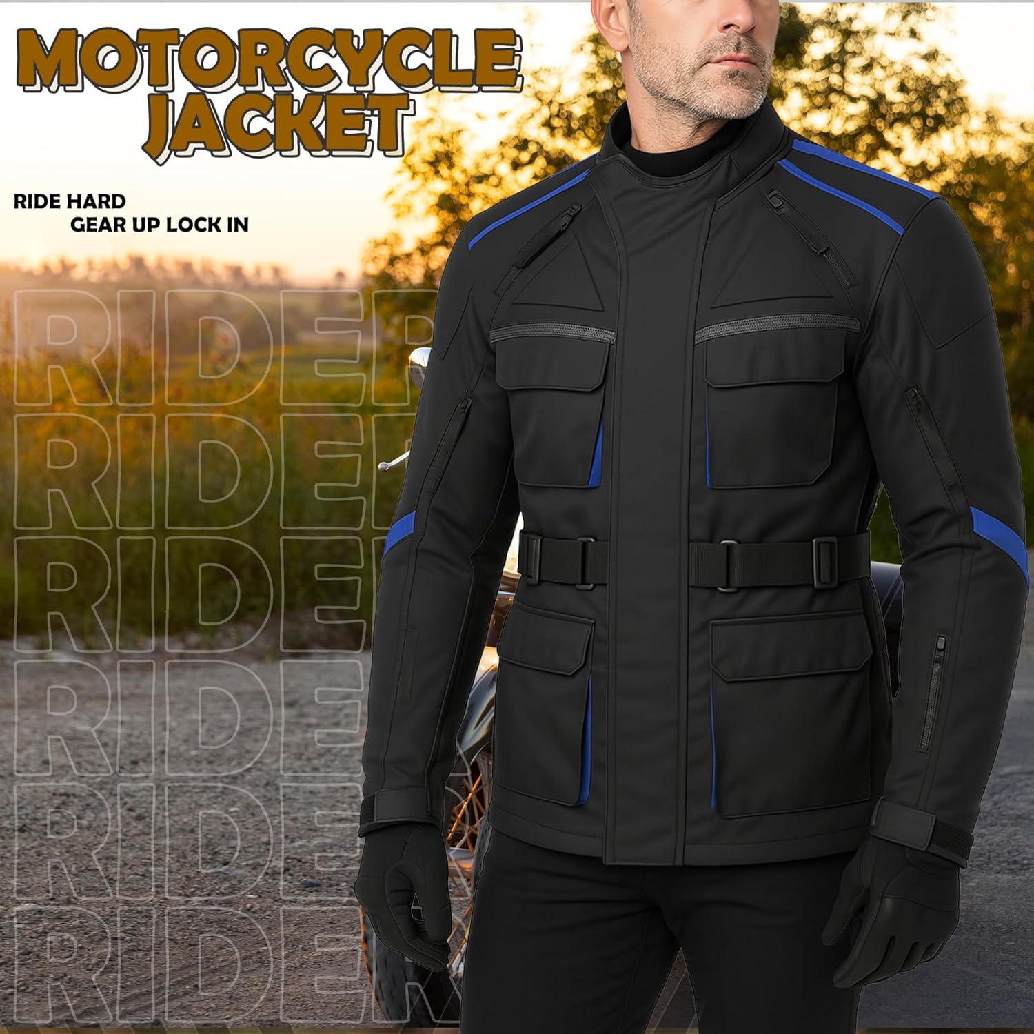 Mens Motorbike Jacket Waterproof CE Armoured For Bikers Mens Boys Coat. - Image 7