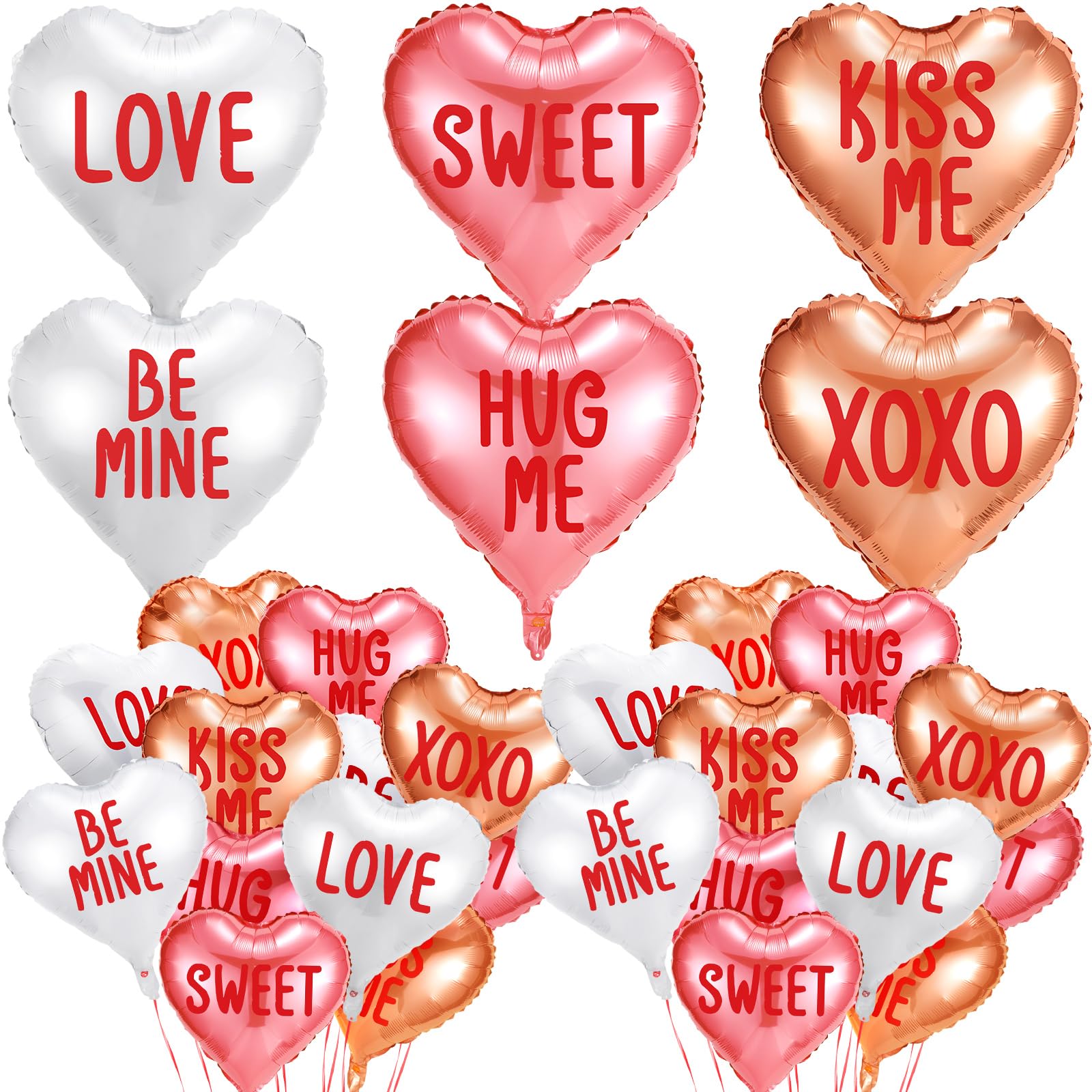 Amazon.com: 30 Pcs Valentine's Day Candy Heart Balloons 18 Inch Heart ...