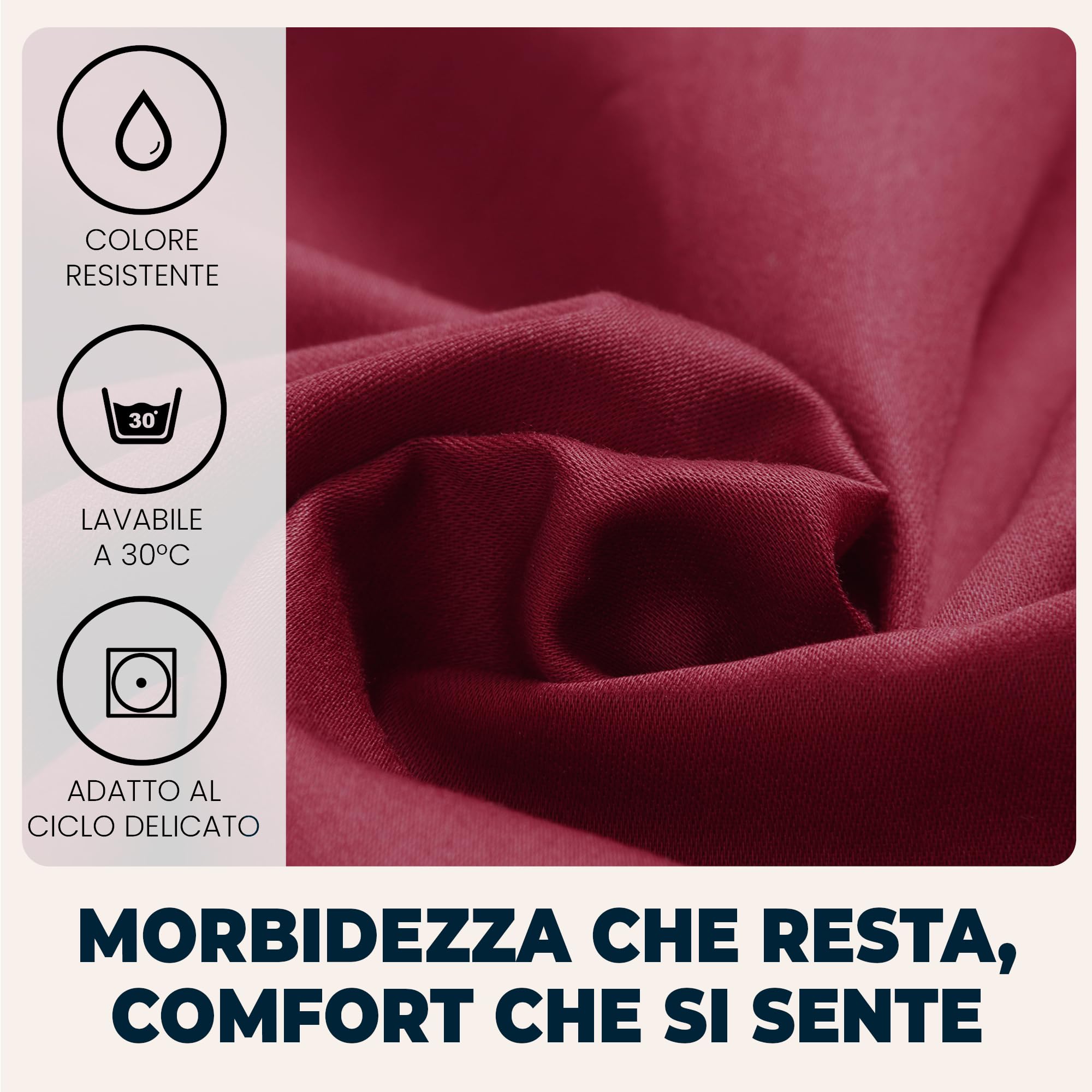 Lenzuola Matrimoniali con Angoli 200x200 cm Bordeaux in Microfibra per Letto Super King Size con Materasso fino a 30cm Tessuto Anti-Acaro e Ipoallergenico di Alta Qualità Lavabile in Lavatrice