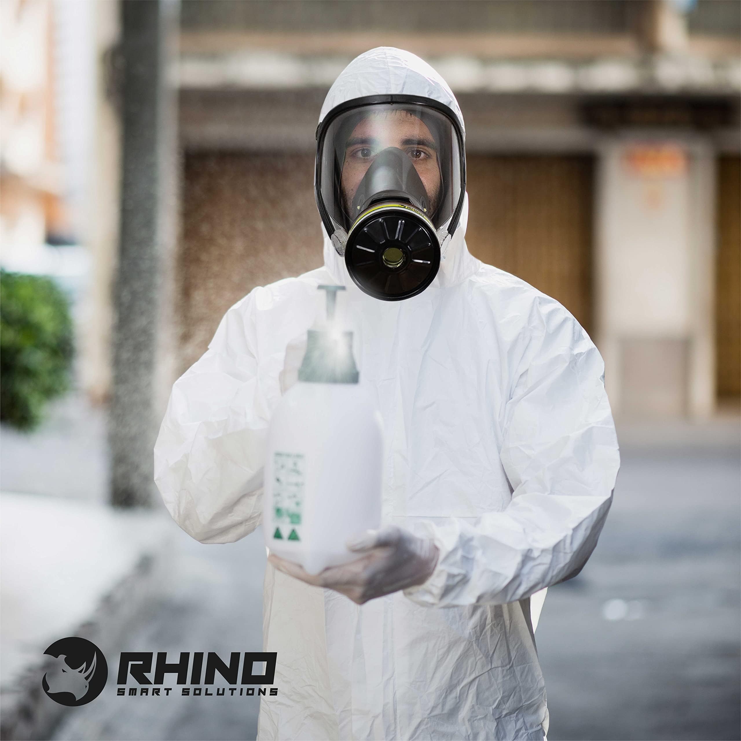 Máscara de Gas Completa Respirador RHINO RH-7011B (ABEK2P3R) Reutilizable para Vapores Orgánicos, Inorgánicos, Gases Ácidos, Amoníaco, Fumigar, Pintura | Proteccion Respiratoria, Filtro y Guantes