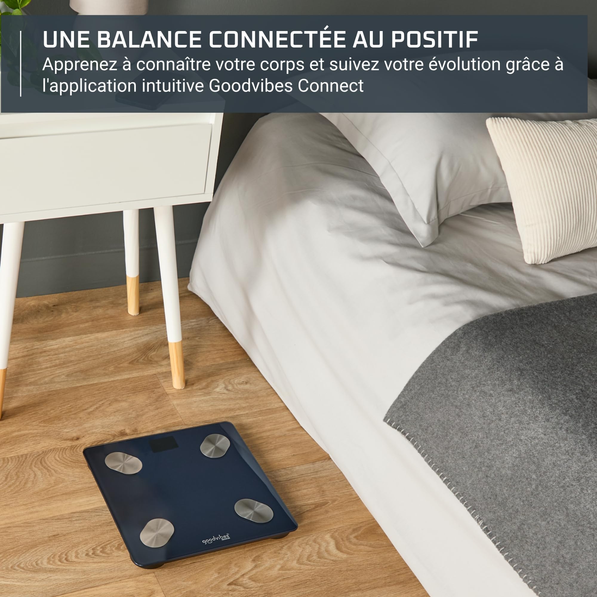 Rowenta Goodvibes Life + 2.0, Pèse-personne connecté, Application intuitive, 15 indicateurs corporels, Haute précision, Utilisateurs illimités, BR9720F0
