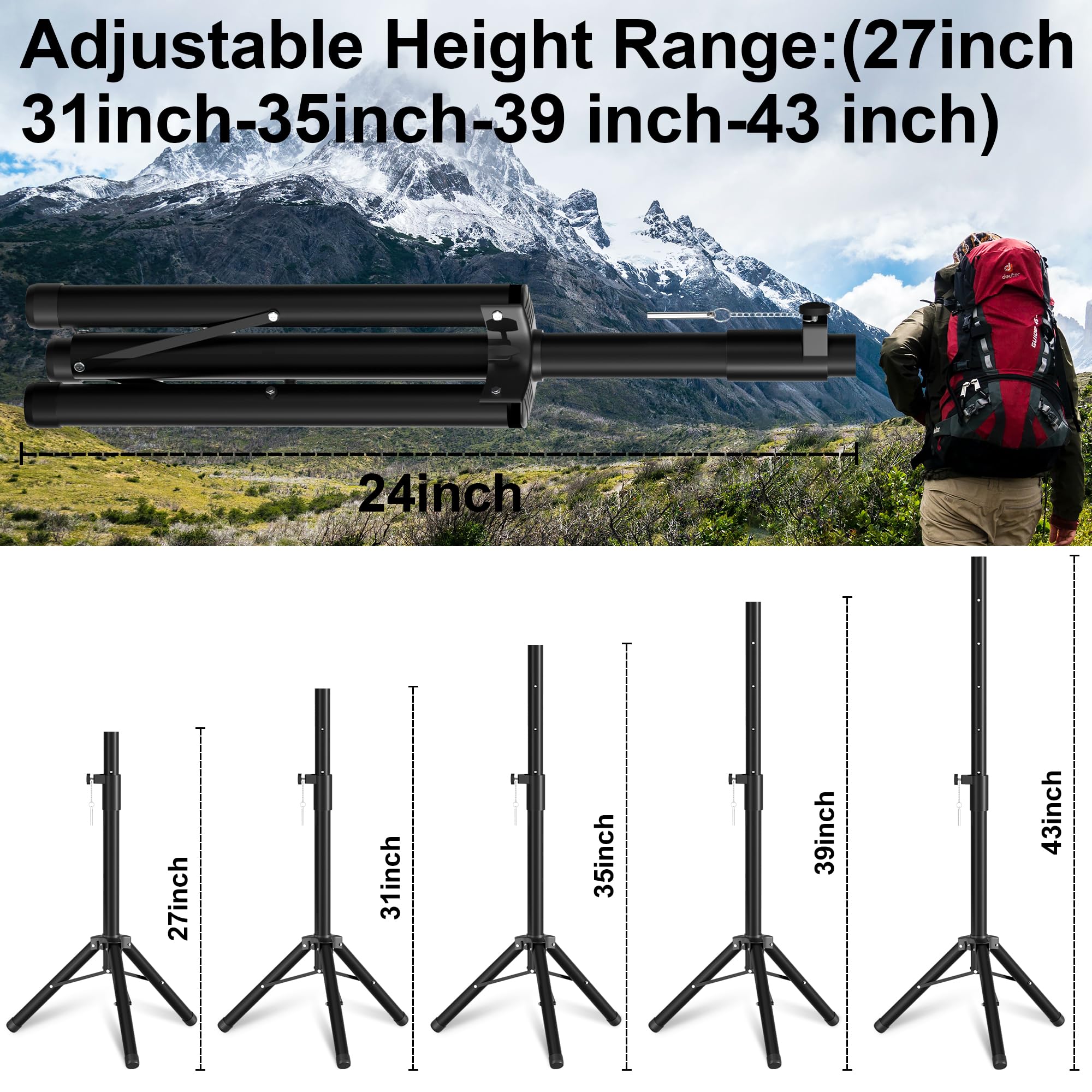 Starlink Gen 3 Tripod Stand, Portable Starlink Gen 3 Mounting Kit with Starlink Gen 3 Pipe Adapter and 60cm-95cm Telescopic Rod, Compatible with