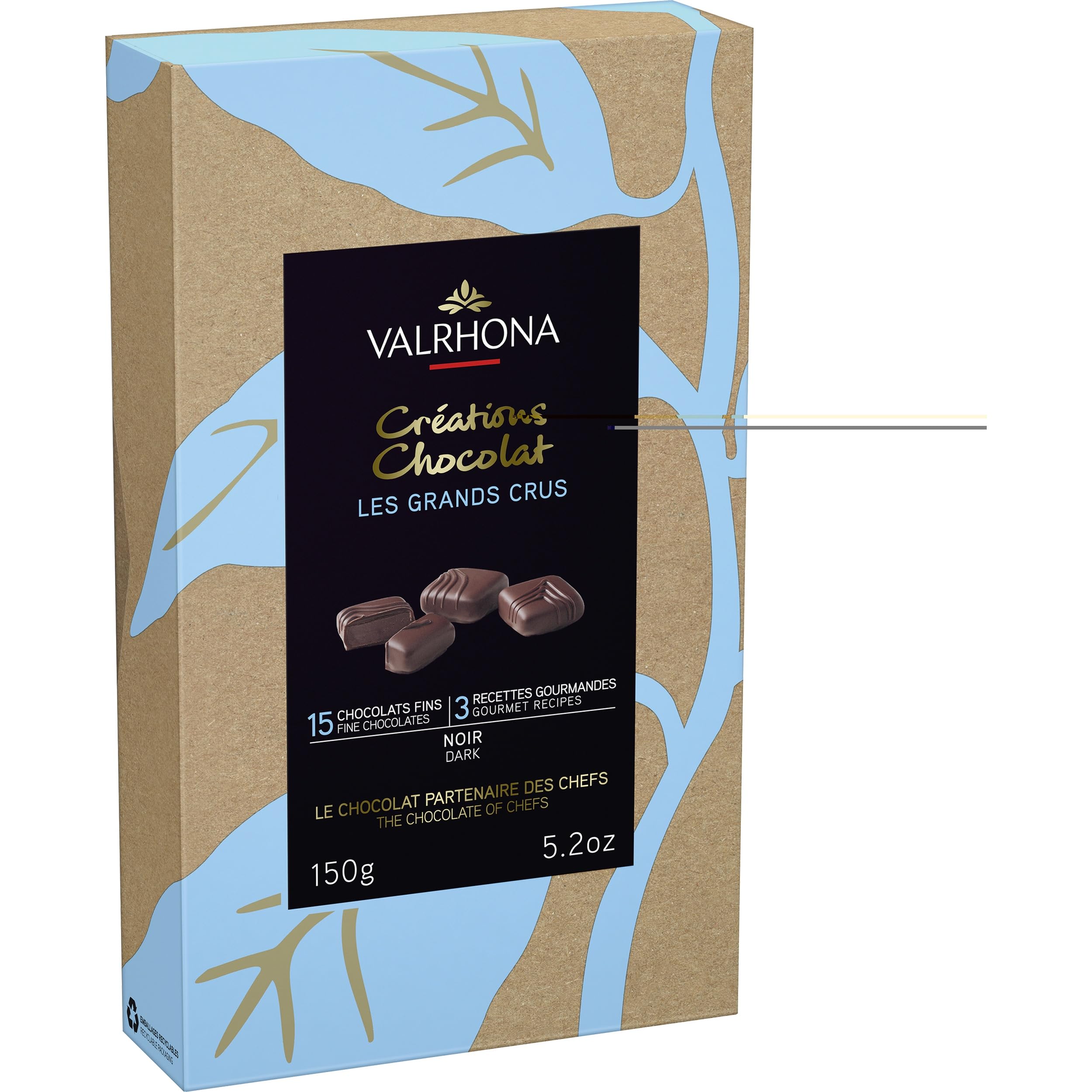 Valrhona Schokolade Noir Les Grands Crus Pralinen aus Zartbitterschokolade Frankreich inkl. FeinWert E-Book (3 x 150g)