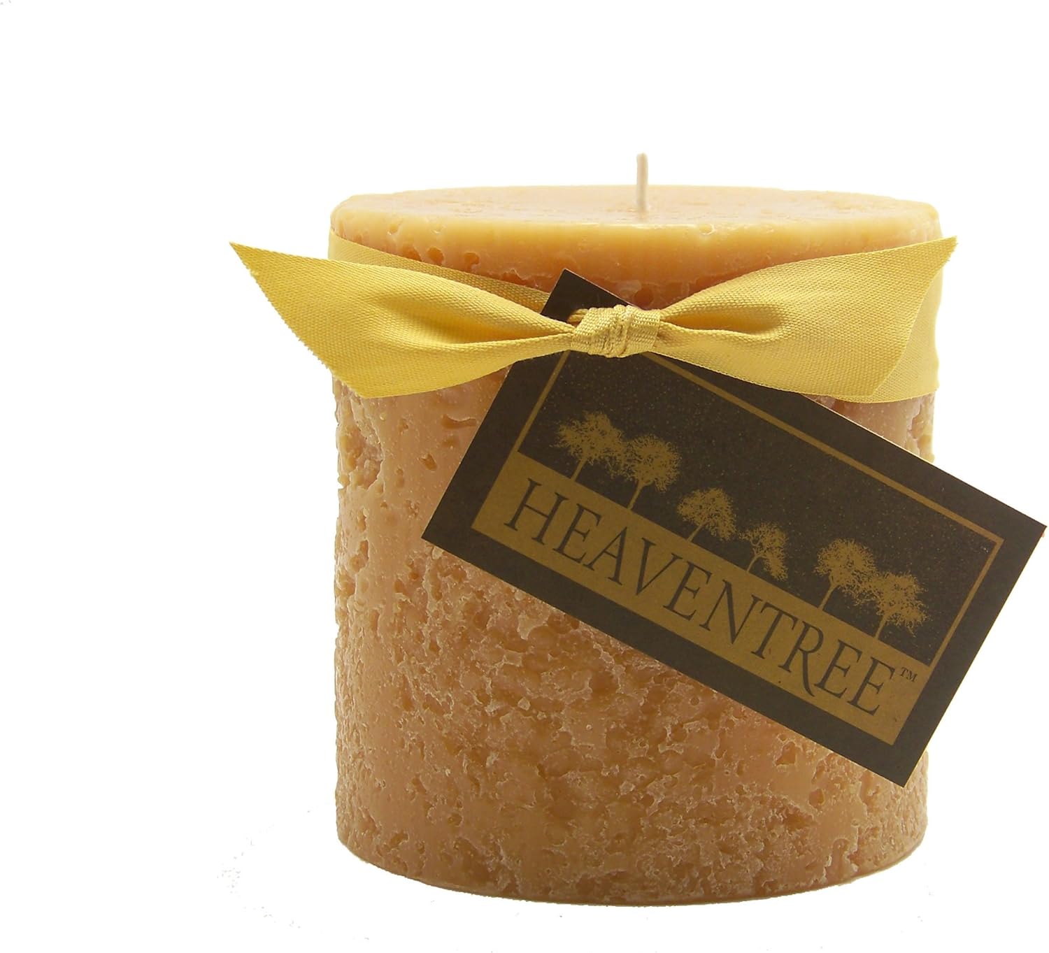 Heaventree Textured 4by4Inch Pillar Candle, Honey Gold