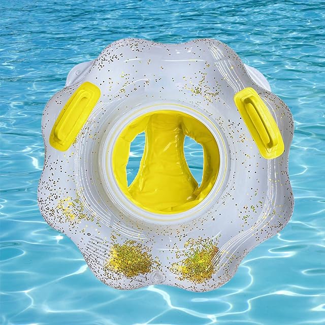 ADQOO Baby Swimming Float Ring,Infant Pool Float,Inflatable Swim Safe Seat for 6-36 Months Children,Flower Bling Bathtub Toys Pool Accessories for Kids Toddlers