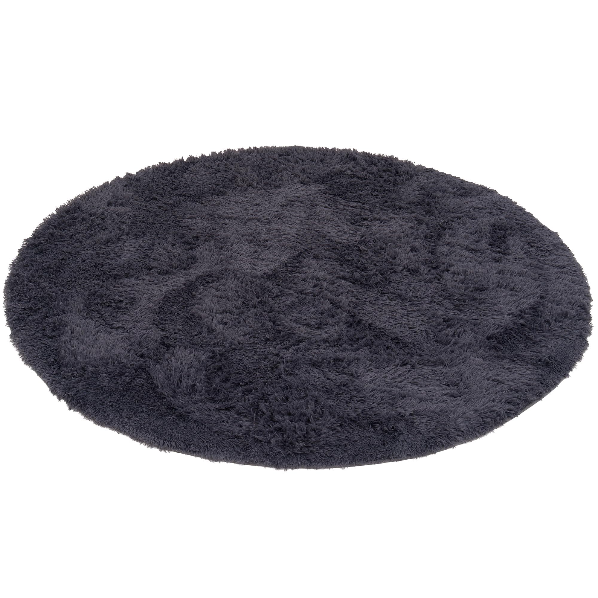 Pergamon Tapis Shaggy Fluffy Rond Anthracite – Tapis à Poils Longs Extra Doux, Tapis de Salon Moderne, Moelleux et Facile d’Entretien