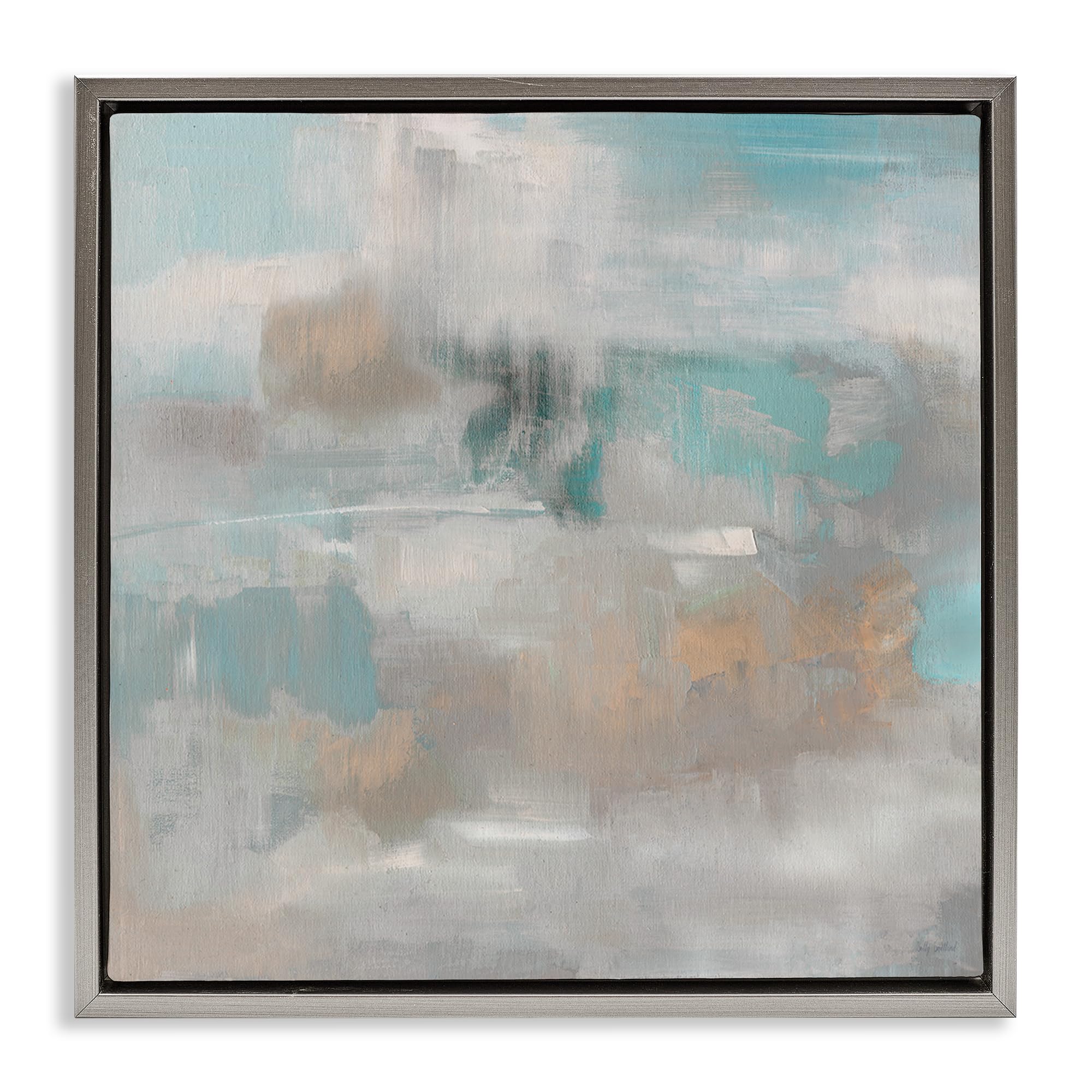 Stupell Industries Luster Gray (Matte) 'Serene Soft Abstract Study', Floating Frame Canvas Art, Gray, 18 X 18 Inches, Easy To Hang And Sturdy, Made In Usa, By Sally Swatland