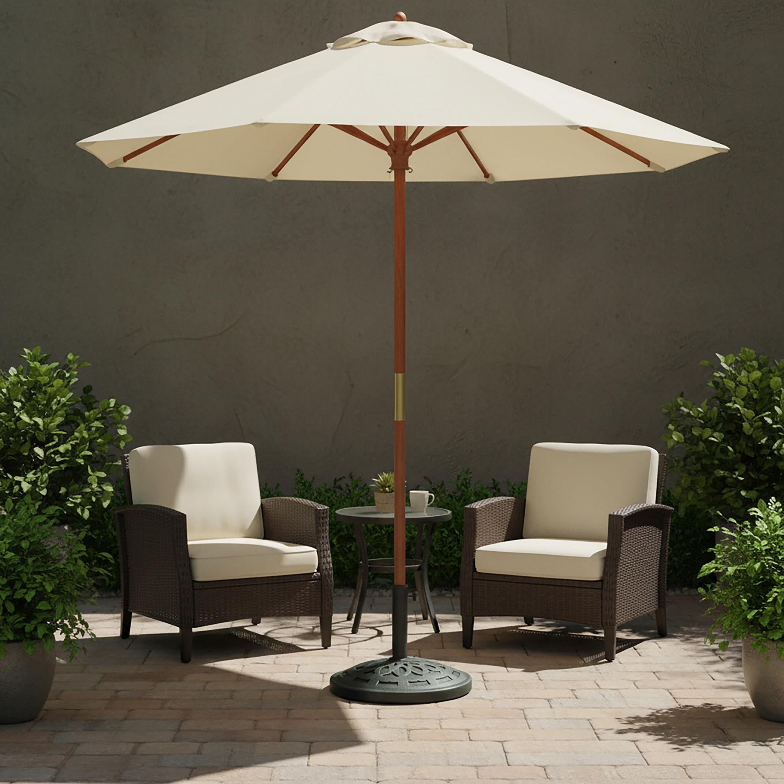 Relaxdays Support de Parasol Vintage, mât 34–48 mm, Ø 49 cm, Noir/Vert, 33 x 49 x 49 cm