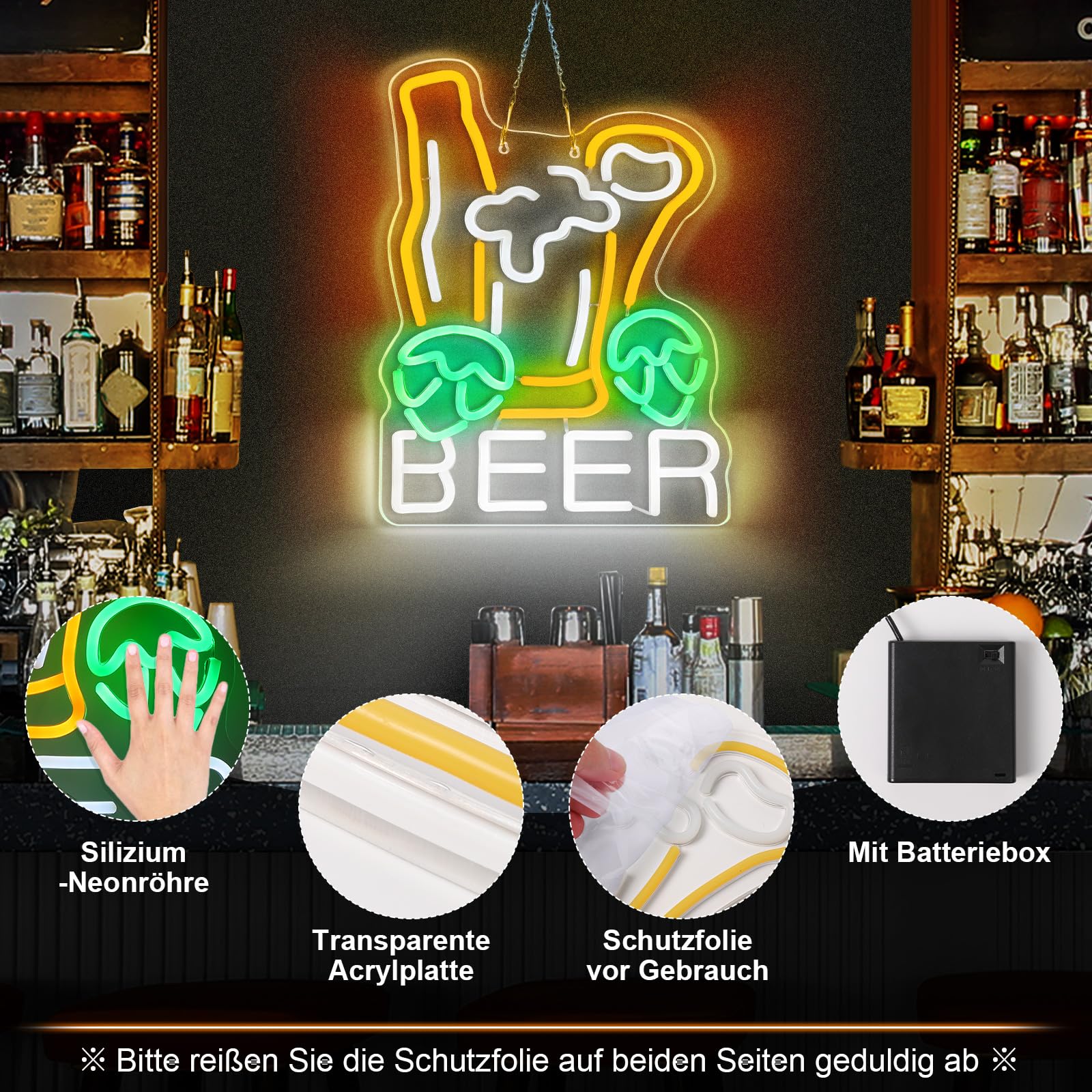 Targa al neon per bar, luce LED per bar, dimmerabile in acrilico, decorazione da parete