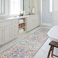 Vista 148 de Vintage Bohemian Entry Rug, 2x3 Small Entryway Rug Boho Kitchen Rugs Non-Slip Washable Indoor Door Mat, Distressed Floral Soft Accent Throw Rugs for