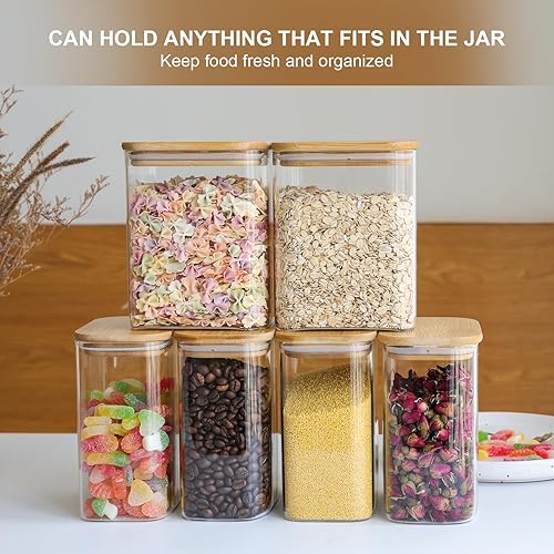 Miniatura 5 de Liuruiyu Tarros de almacenamiento de vidrio de 4.7 x 3.1 in Juego de 6, recipientes de almacenamiento de alimentos de vidrio transparente con tapa