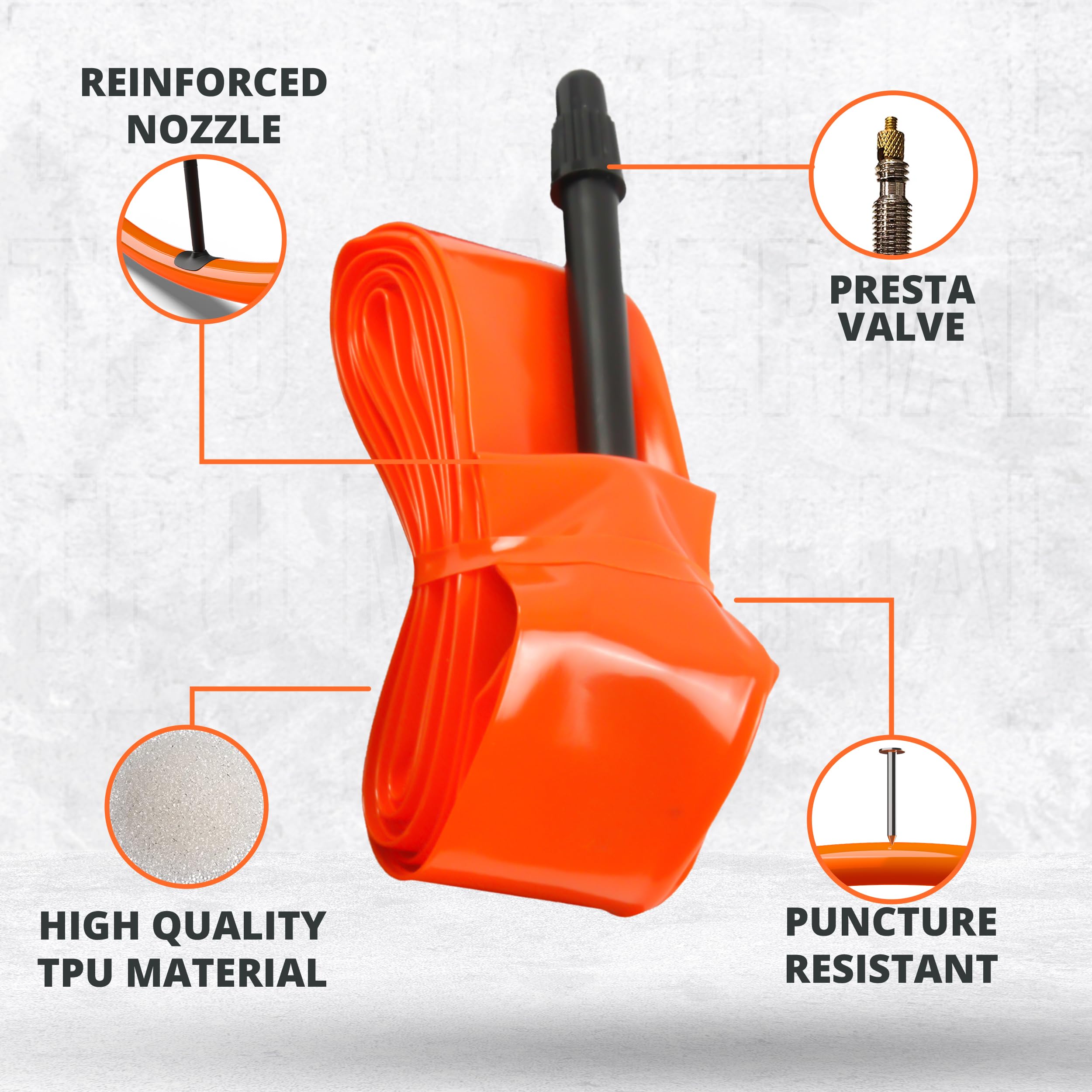 IMPALAPRO Ultralight TPU Inner Tube 700C 28g Compatible with 700x18/23/25/28/30/32C Presta Valve 45/65/85mm -TPU Road Bicycle Tire 28'' - Image 3