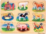Melissa & Doug Farm Sound Puzzle - Wooden Peg Puzzle with Light-Activated Sound Effects (8 pcs)