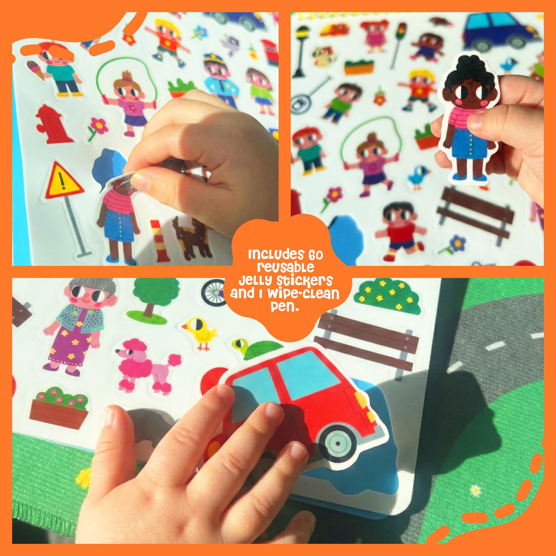 Stick4Ever Vorschul-Aktivitätenbuch – wiederverwendbares Stickerbuch für Kleinkinder von 2–4 Jahren – Saubere, pädagogische Reiseaktivität für Kinder, Jungen und Mädchen – kein Durcheinander
