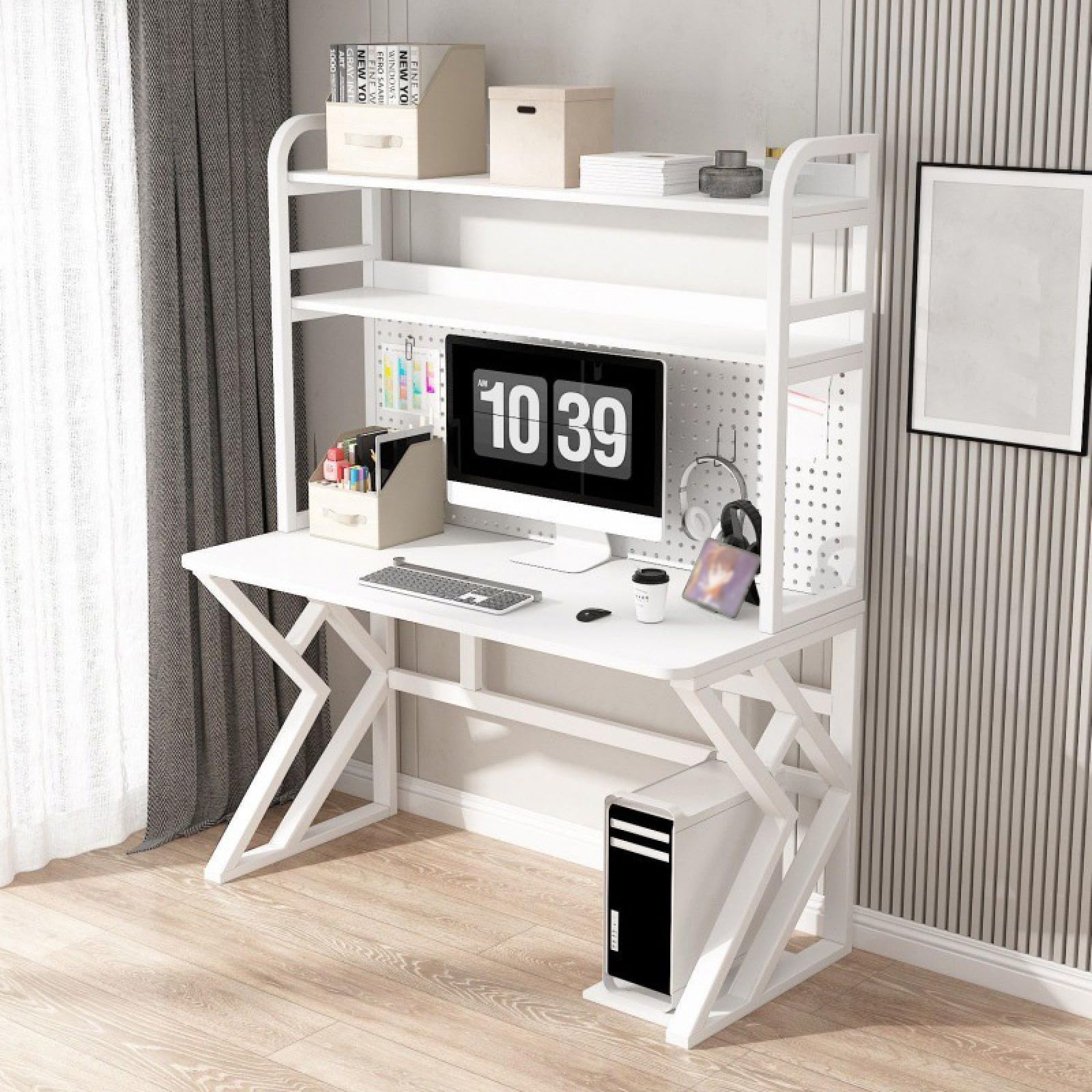 Amazon.com: Computer Desk with Storage Shelves & Pegboard