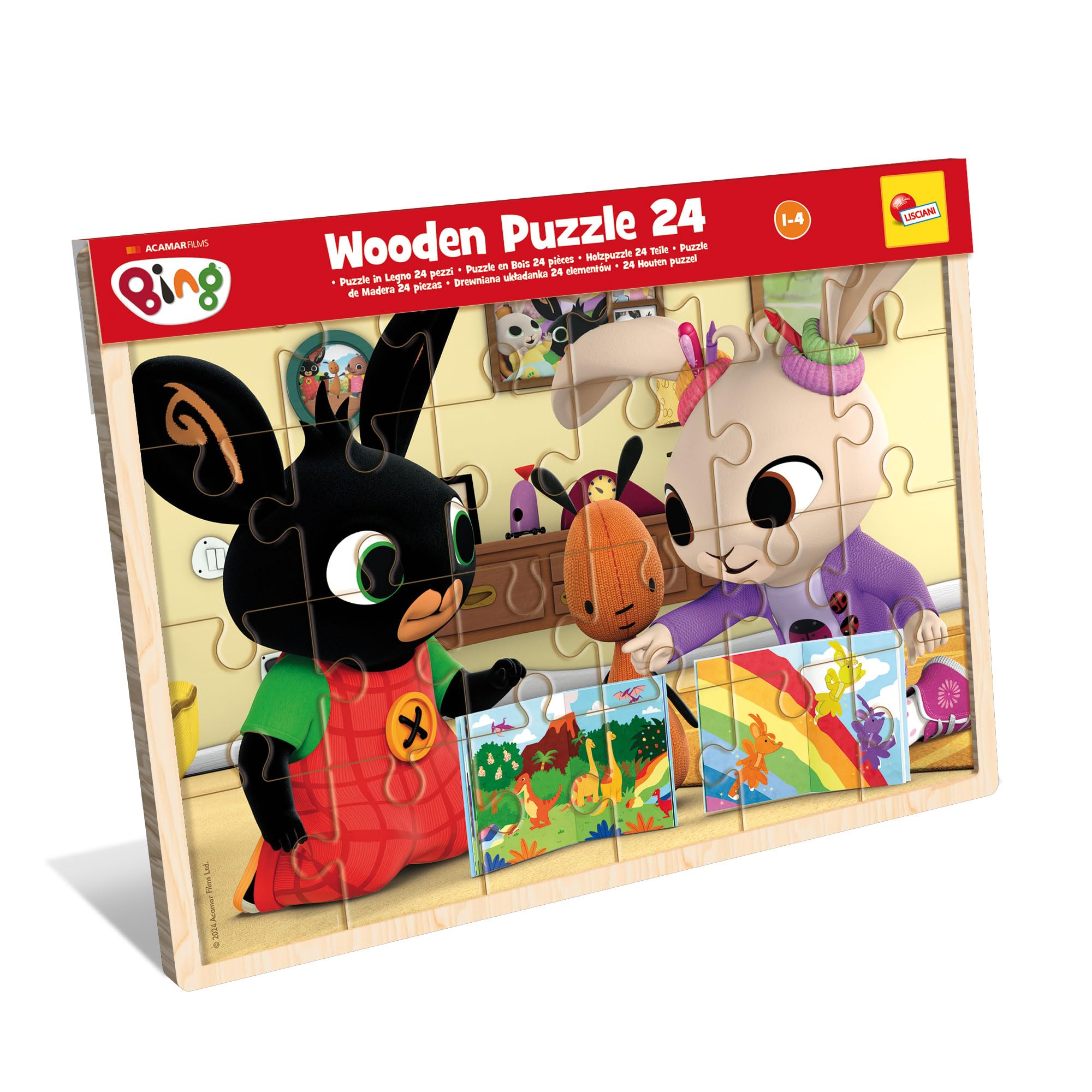 Lisciani - Puzzle En Bois Bing - Pour Enfants Dès 1 An - 24 Pièces En Bois - Puzzle Facile à Assembler - Très Grandes Pièces - Jouet Enfants Développe Motricité Fine - 1 à 4 Ans