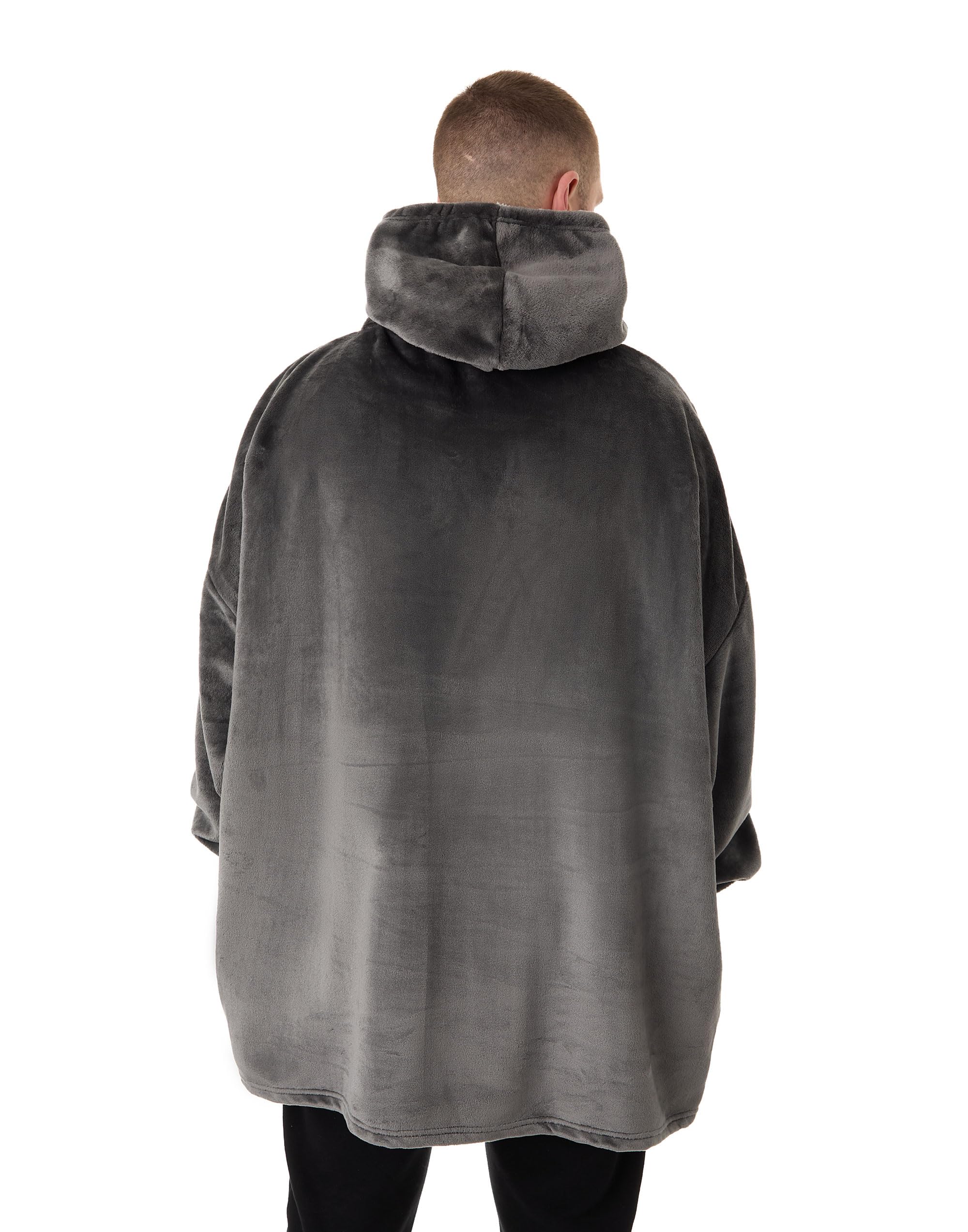 Nirvana Felpa con Cappuccio Coperta indossabile da Uomo | Pullover con Cappuccio Grigio per Adulti con Stampa Grafica del Volto del Logo Abbigliamento da casa Rock Band Foderato in Sherpa