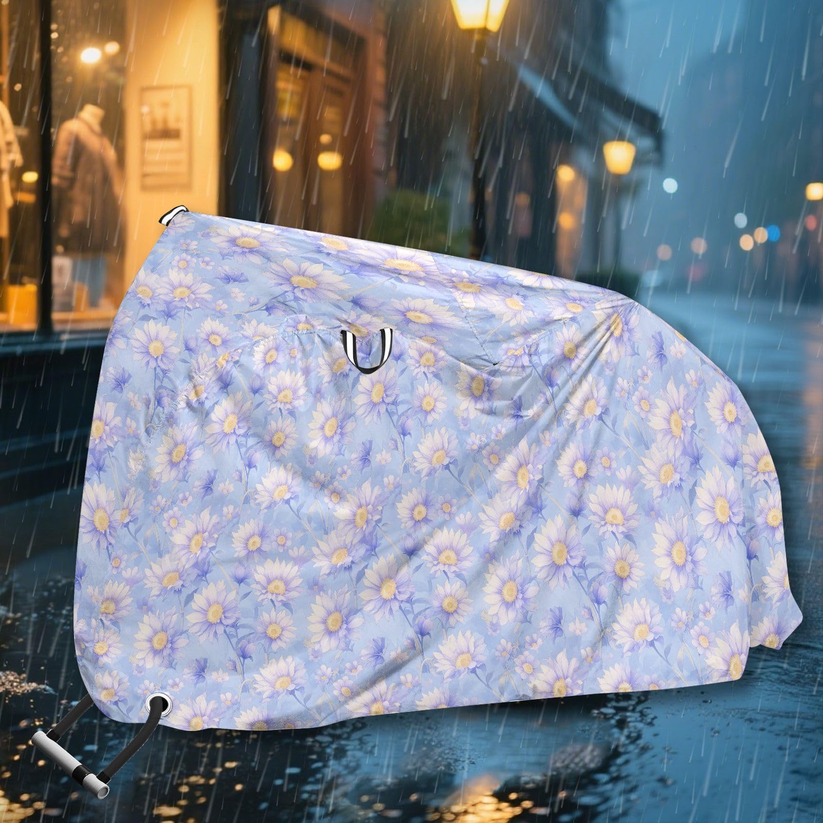 Housse de vélo d'extérieur imperméable avec tournesols violet clair