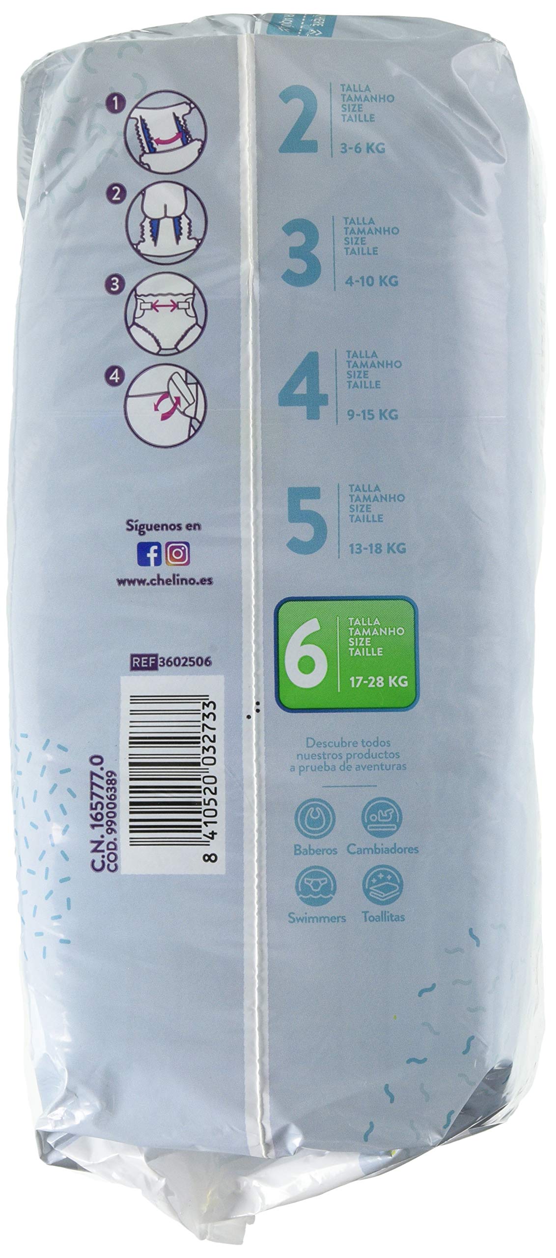 Indas Chelino Mode & Love couches XL, Gr. 6 (17-28 kg), 27 pièces