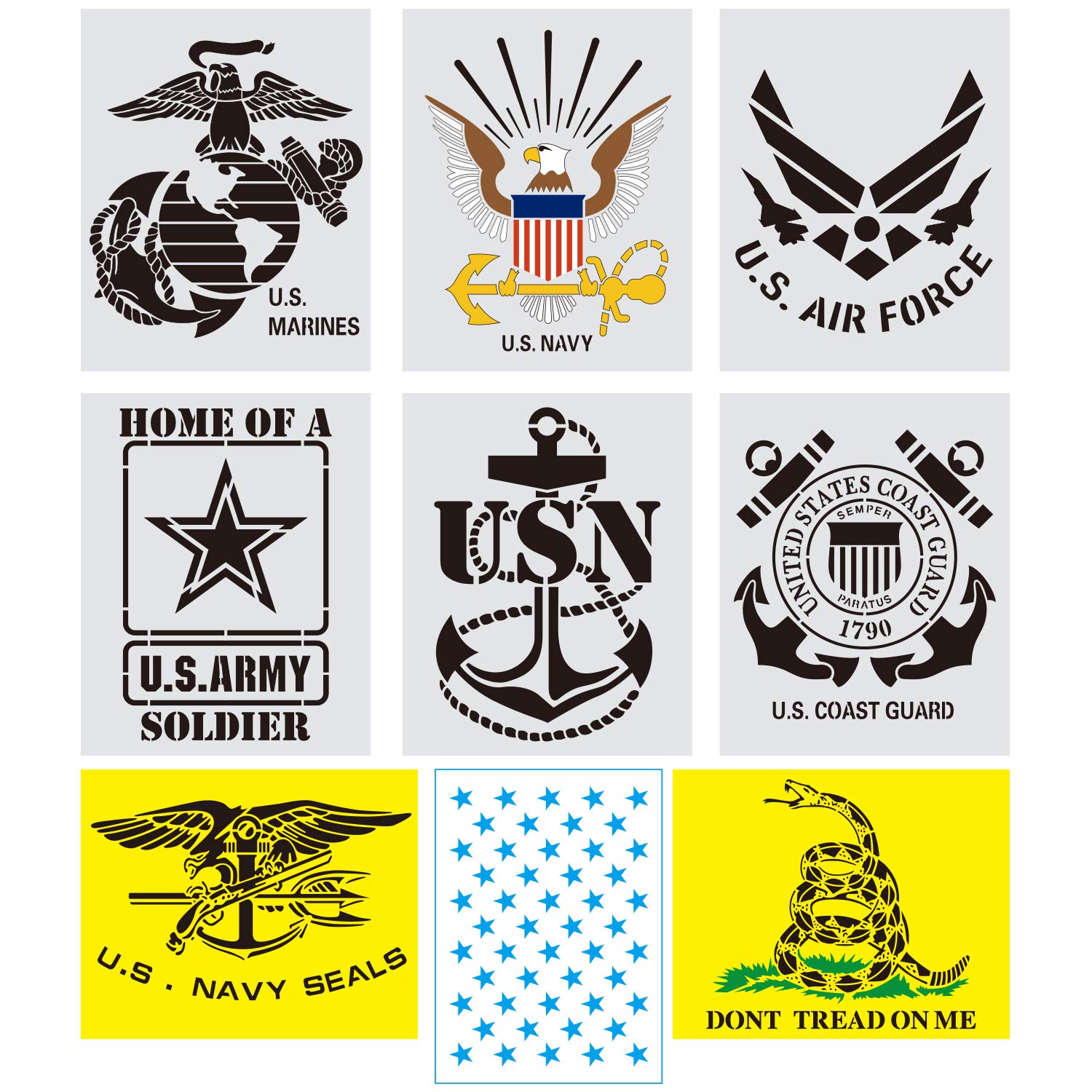 9 Pack 6 4x7 Inch American Paintings Flag Stencil Military | Desertcart ...
