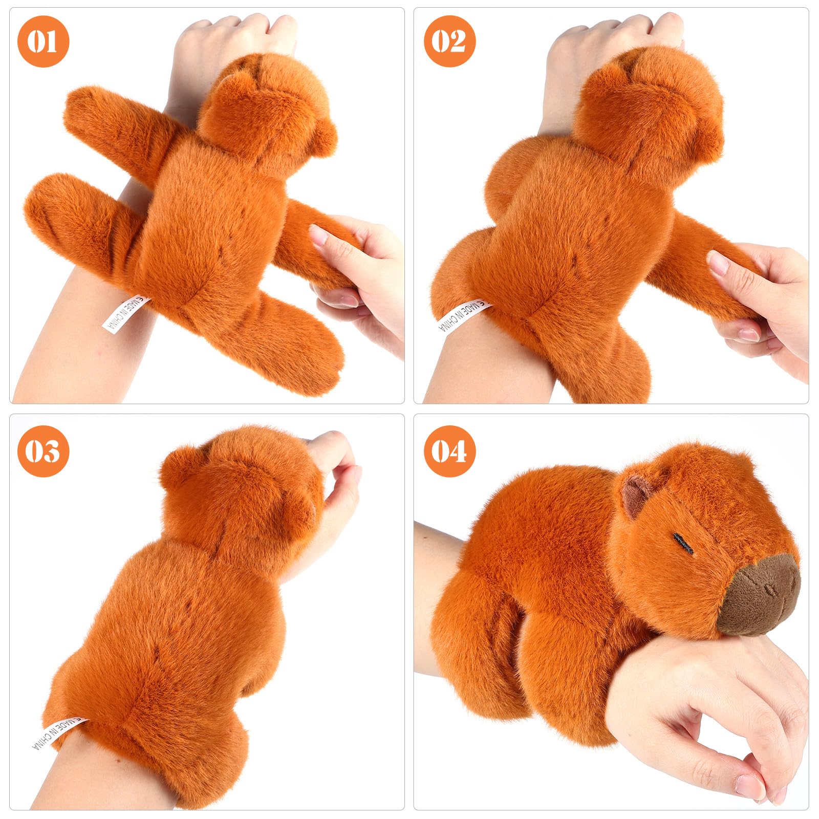 Abaodam Stuffed Animal Slap Bracelets Capybara Plush Animal Snap Bracelets Plush Stuffed Animal Hugger Snap Wrist Band for Kids
