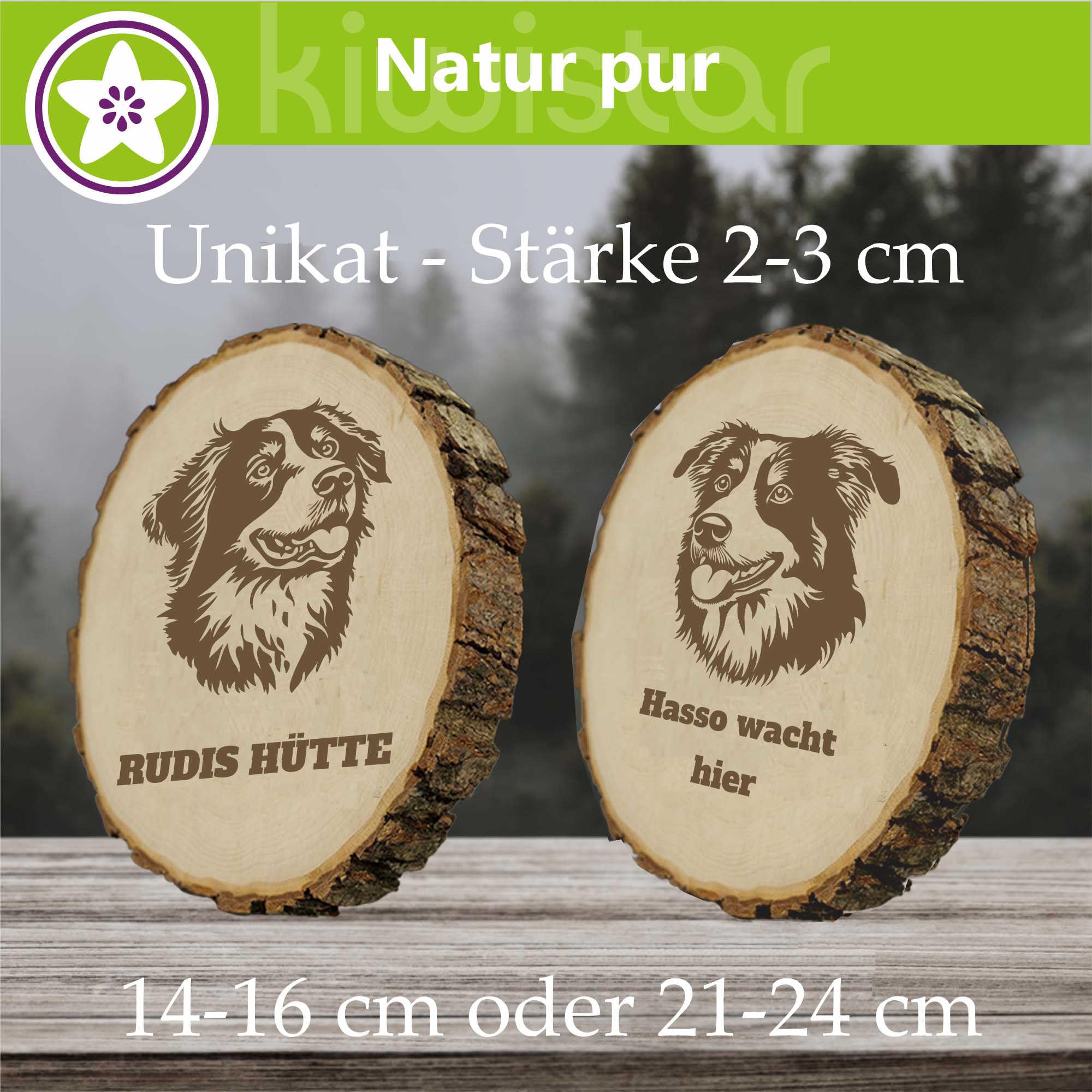 KIWISTAR UG – Disco In Legno Personalizzato Con Foto E Testo – 14-16 Cm – Incisione Laser