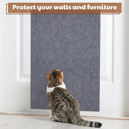 Miniatura 6 de 2 alfombrillas rascadoras para gatos de 24 x 16 pulgadas, alfombrilla rascador de gato horizontal con cinta adhesiva y 20 clavos de metal para