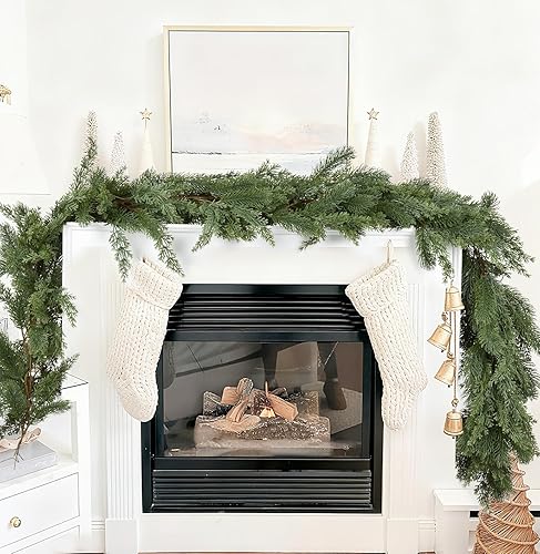 Guirnalda de Navidad de pino, guirnalda de vegetación artificial para interiores y exteriores, puerta de jardín, decoración del hogar para