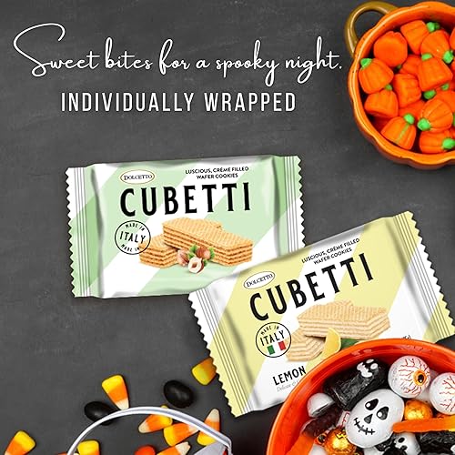 Miniatura 3 de Dolcetto Cubetti - Galletas de oblea cremosa, dulces cremosos con sabor a avellana, golosinas gourmet crujientes hechas en Italia, sin conservantes,