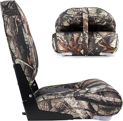 Miniatura 3 de NORTHCAPTAIN Asiento plegable para barco de pesca con respaldo alto, tornillos de acero inoxidable incluidos, camuflaje, 2 asientos