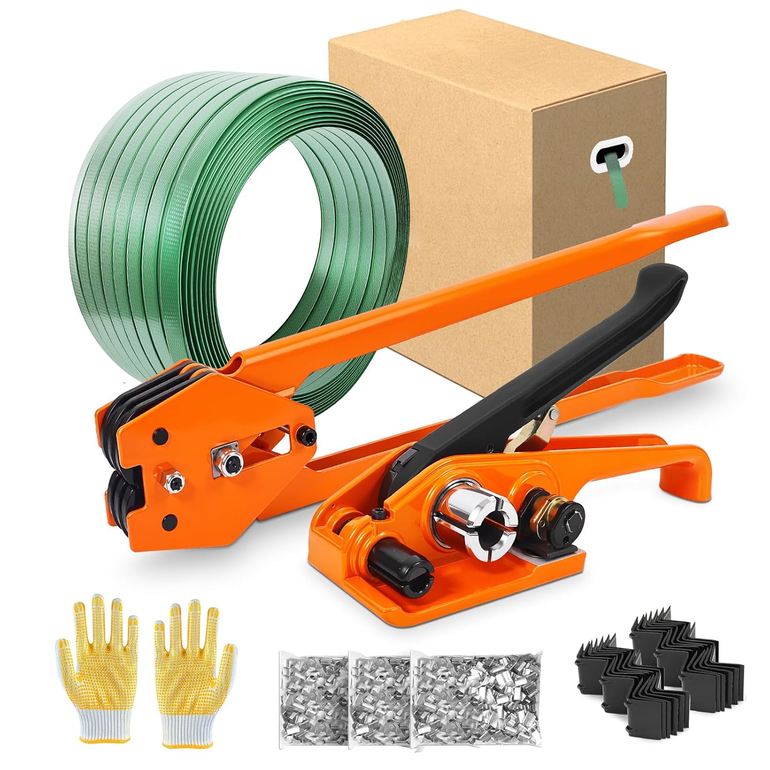 Heavy Duty Packaging Strapping Banding- Green Polyester PET Industrial-Grade, 1000' x 5/8" x 0.035" Pallet Strap Coil - 1400 lbs Break Strength