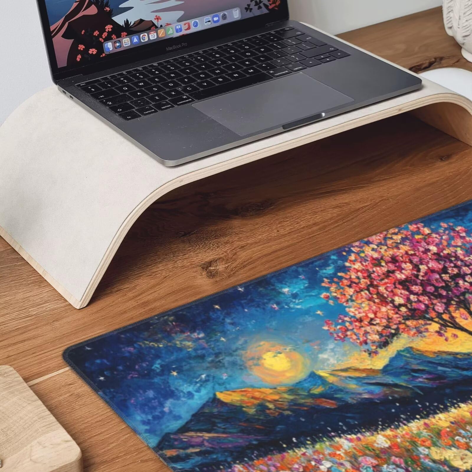Podkładka pod mysz w kwiaty XXL mata na biurko drzewo 1600 x 800 x 3 mm mata biurkowa zmywalna podkładka do gier na laptopa, z antypoślizgową gumową podstawą do gier, PC, pracowników biurowych Y1353