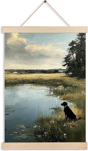 Miniatura 13 de AJIPUX Divertida decoración de pared de baño retro Golden Retriever, decoración de baño Golden Retriever, divertido póster colgante de perro para