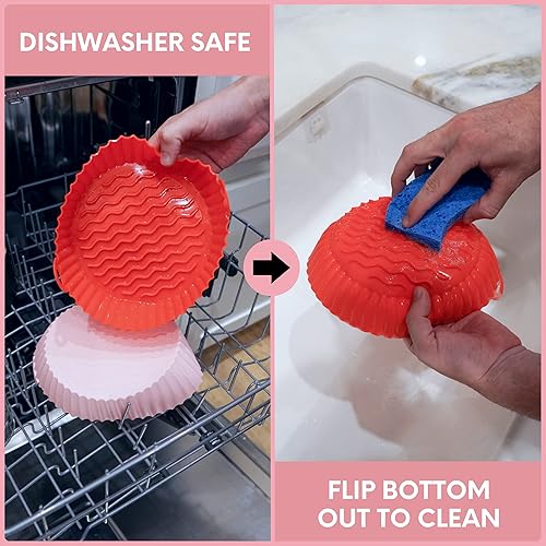 Miniatura 7 de Paquete de 2 forros para freidora de aire, reutilizables, de silicona de grado alimenticio, cesta de silicona para freidora de aire sin BPA, apto