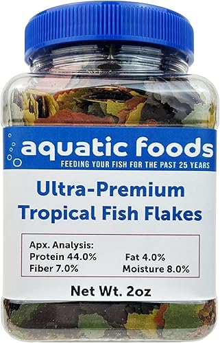 Miniatura 6 de Mezcla especial ultra premium de hojuelas de pescado tropical para todos los peces tropicales. Aquatic Foods Premium Flakes... tarro de 6 onzas