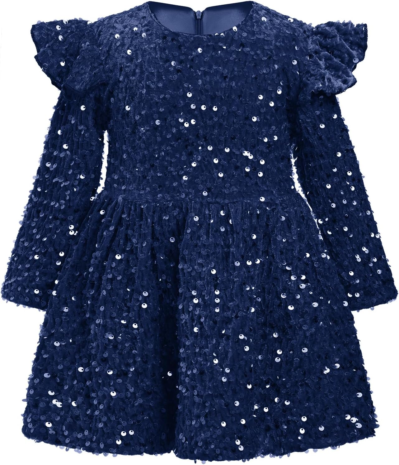 IBTOM CASTLE Baby Girl Velvet Dress Long Sleeve Sequins Ruffle Birthday Party Christmas Wedding Kids Fall Winter Clothes