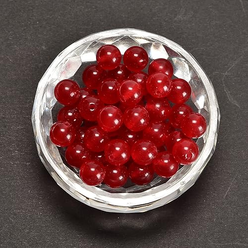 Miniatura 9 de Cuentas sueltas de jade teñido con rodonita de 0.394 pulgadas (0.394 in), redondas, naturales, gematona, sueltas, para hacer joyas, hallazgos de