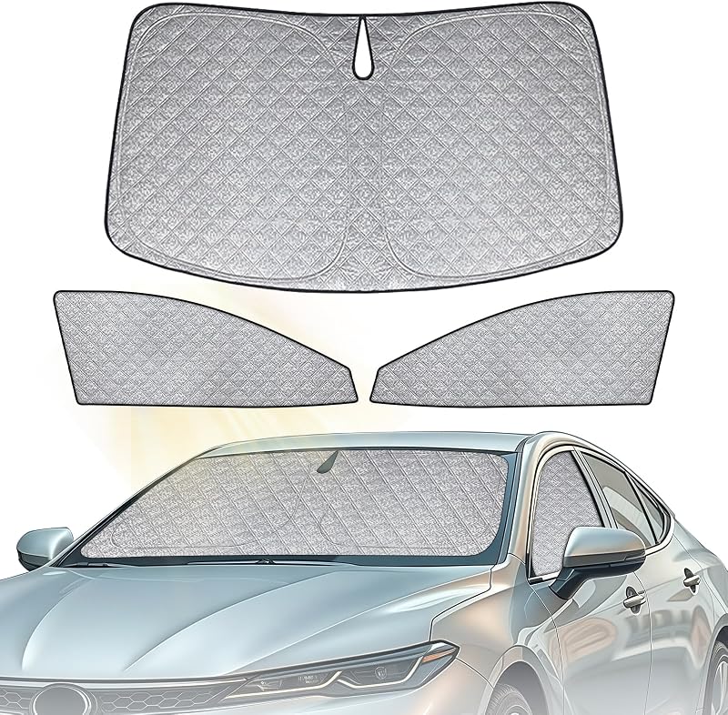 Protetor solar para para-brisa e janelas laterais Toyota Corolla 2019–2025 bumxca prata, kit com 3 peças