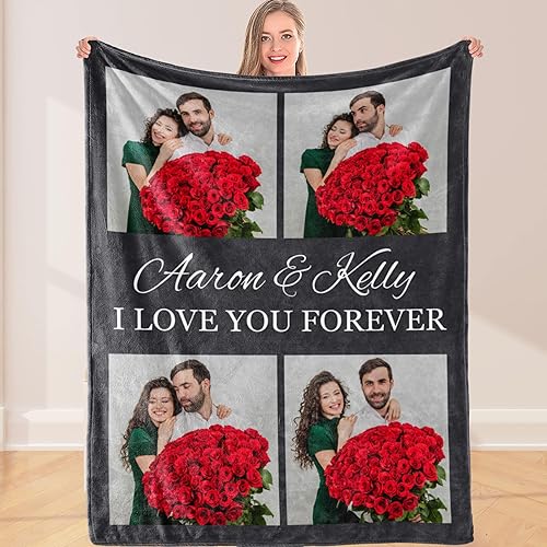 DIYKST Manta personalizada con texto fotográfico, regalo conmemorativo, collage de 10 fotos, mantas personalizadas hechas en Estados Unidos para la