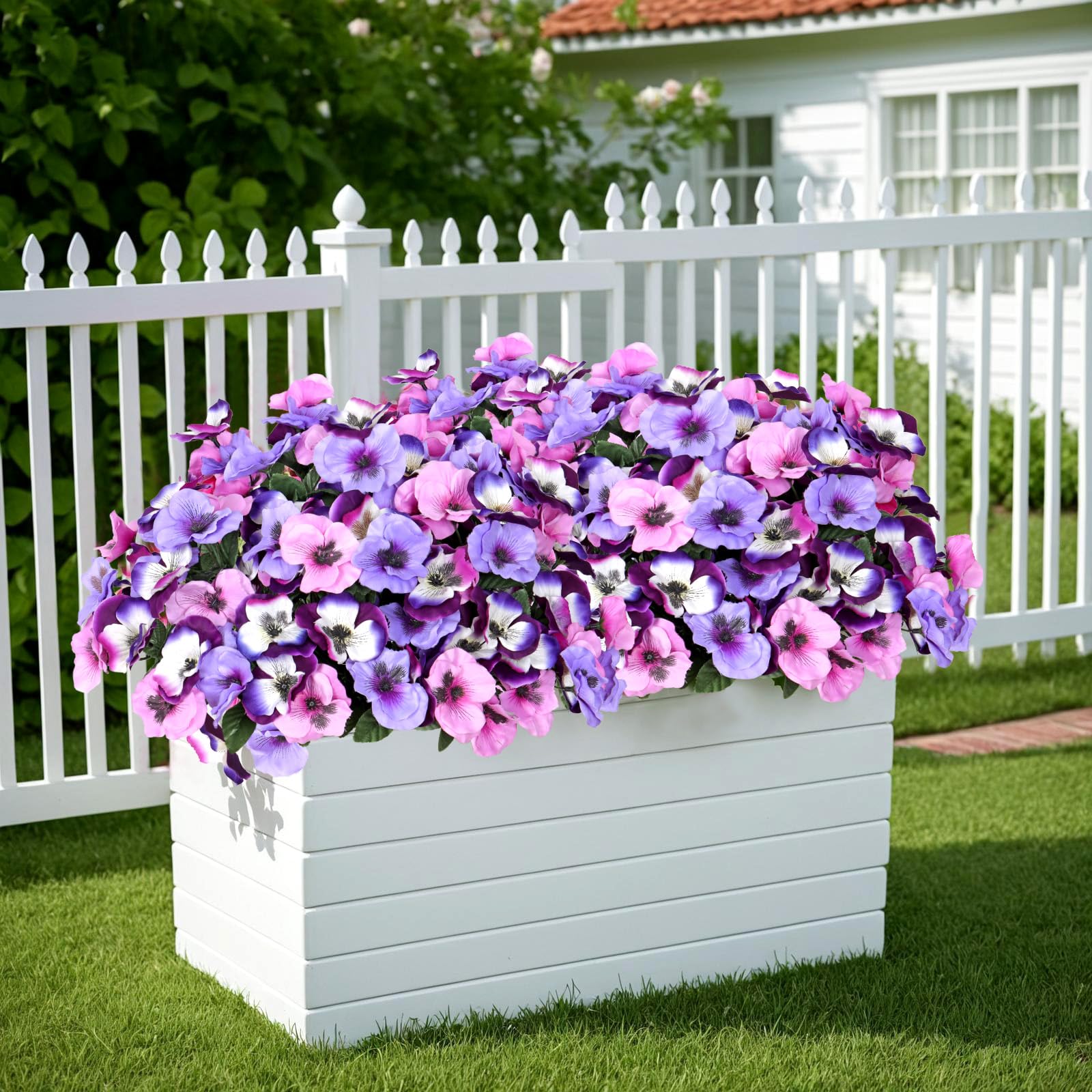 SOMYTING Artificial Pansies Flowers Outdoor Faux Flowers UV Resistant Plastic Plants Fake Plants for Front Porch Garden Window Box Hanging Planter Decoration (10 - Image 4