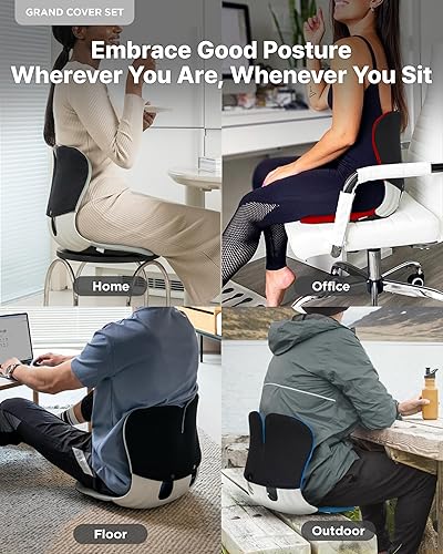 Miniatura 7 de curble Grand (Extra Anchas y Resistentes) Juego de Fundas  Soporte Ergonómico para Respaldo de Silla y Funda Desmontable, Soporte Lumbar para