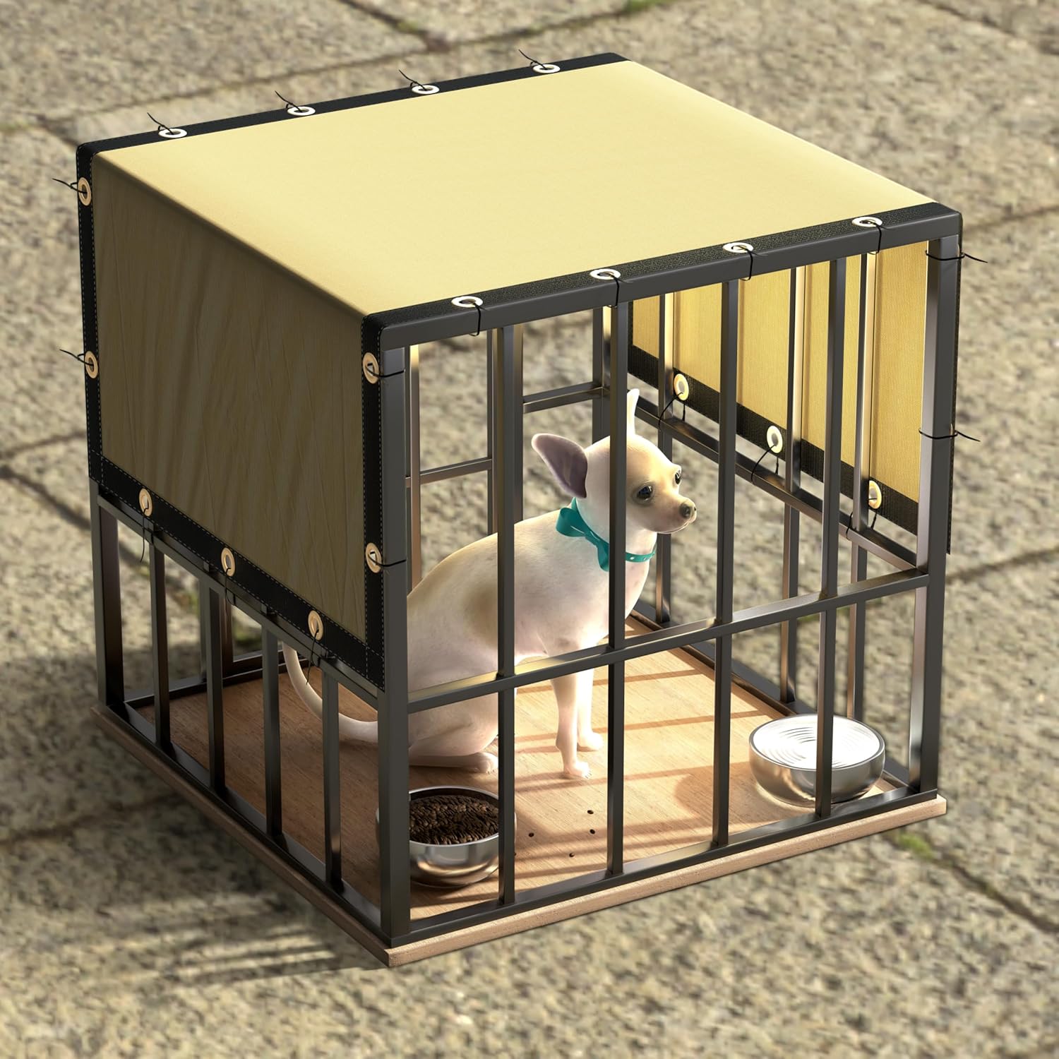 ColourTree 2' x 18' SandBeige Custom Size Shade Cloth with Grommets - 90% Sunblock, Durable Mesh Fabric Tarp for Dog Kennel Cover, Fence Privacy Screen, Greenhouse, Chicken Coop & Pet Playpen.