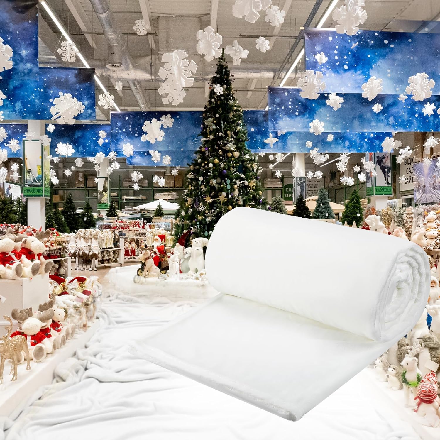Tudomro Large Christmas Fake Snow Blanket Artificial Snow Cover Roll Soft Fleece White Winter Decor for Xmas Trees Holiday Village Craft Decorations Photo Prop(5 x 20 ft)