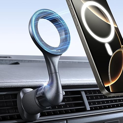 MRGLAS Soporte para automóvil MagSafe 2025 rotación de 360 40 imanes fuertes mejorados Soporte magnético de ventilación de aire para teléfono gancho