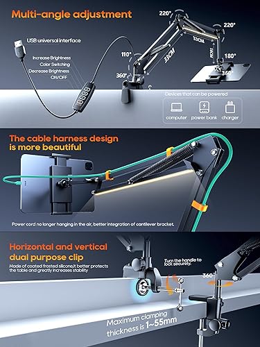 Miniatura 5 de Abrazadera para tableta (negro con luz, abrazadera para tabla)