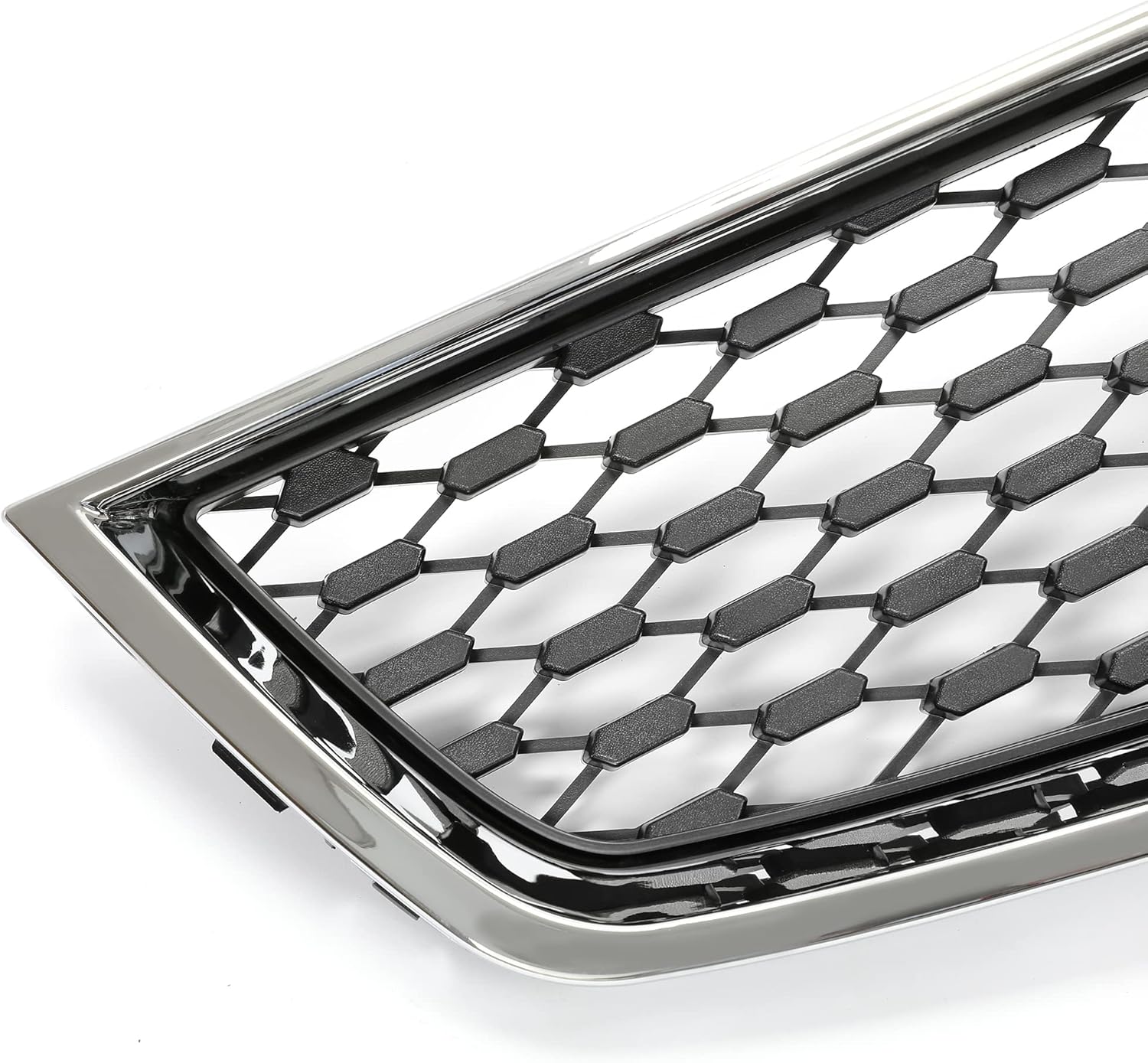 Upper & Lower Grille Grill Compatible with 2010-2015 Chevy Chevrolet Equinox Replacement for GM1200622 GM1200621 25798744 25798747 Chrome Black+Silvery