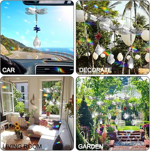 Miniatura 7 de WEISIPU Prisma atrapasoles de cristal  Atrapasoles de libélula para ventanas colgantes de arco iris para ventanas, decoración de árbol de Navidad,