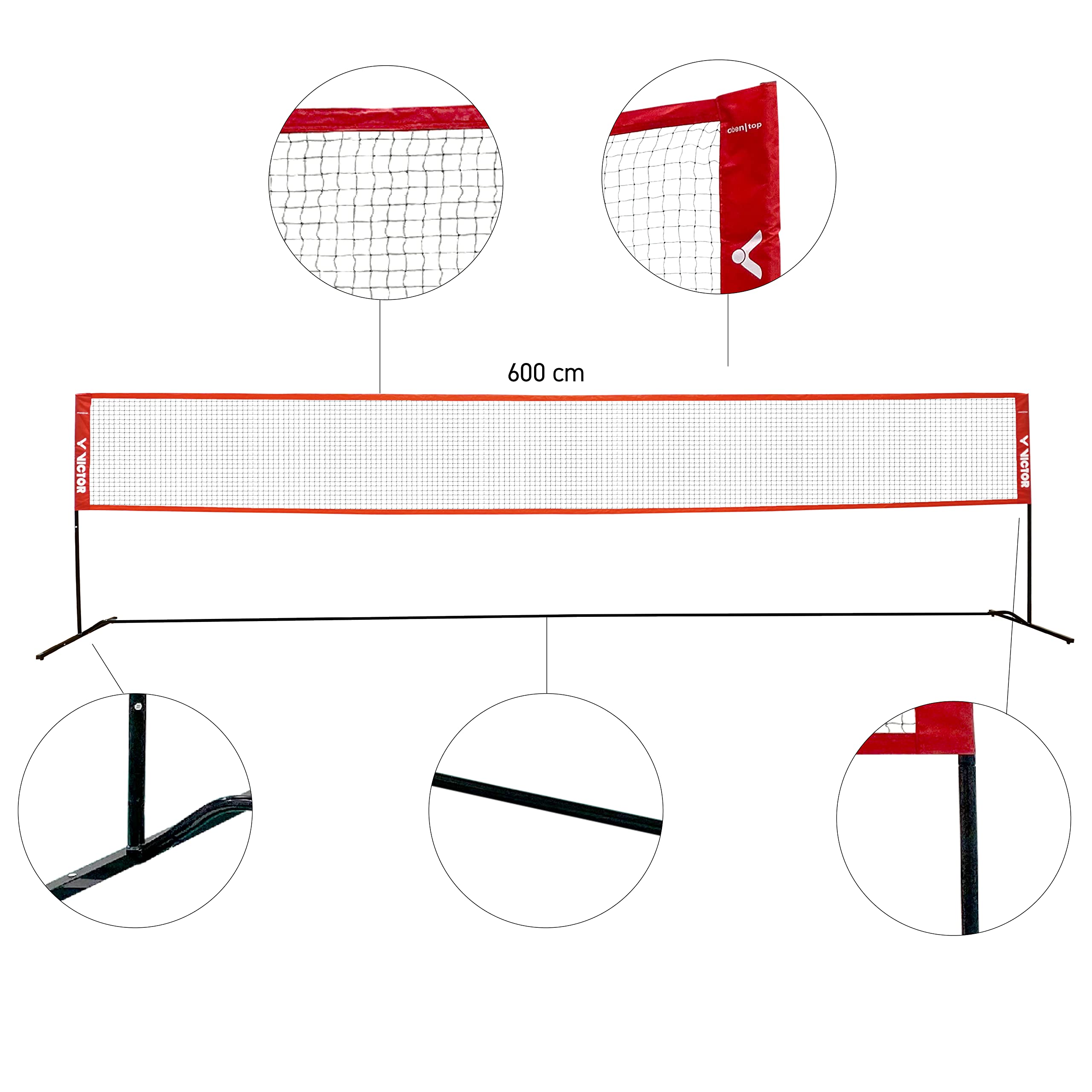 VICTOR Premium Multifunktionsnetz - höhenverstellbares Outdoor Federball Badmintonnetz – Länge 6 m oder 3m